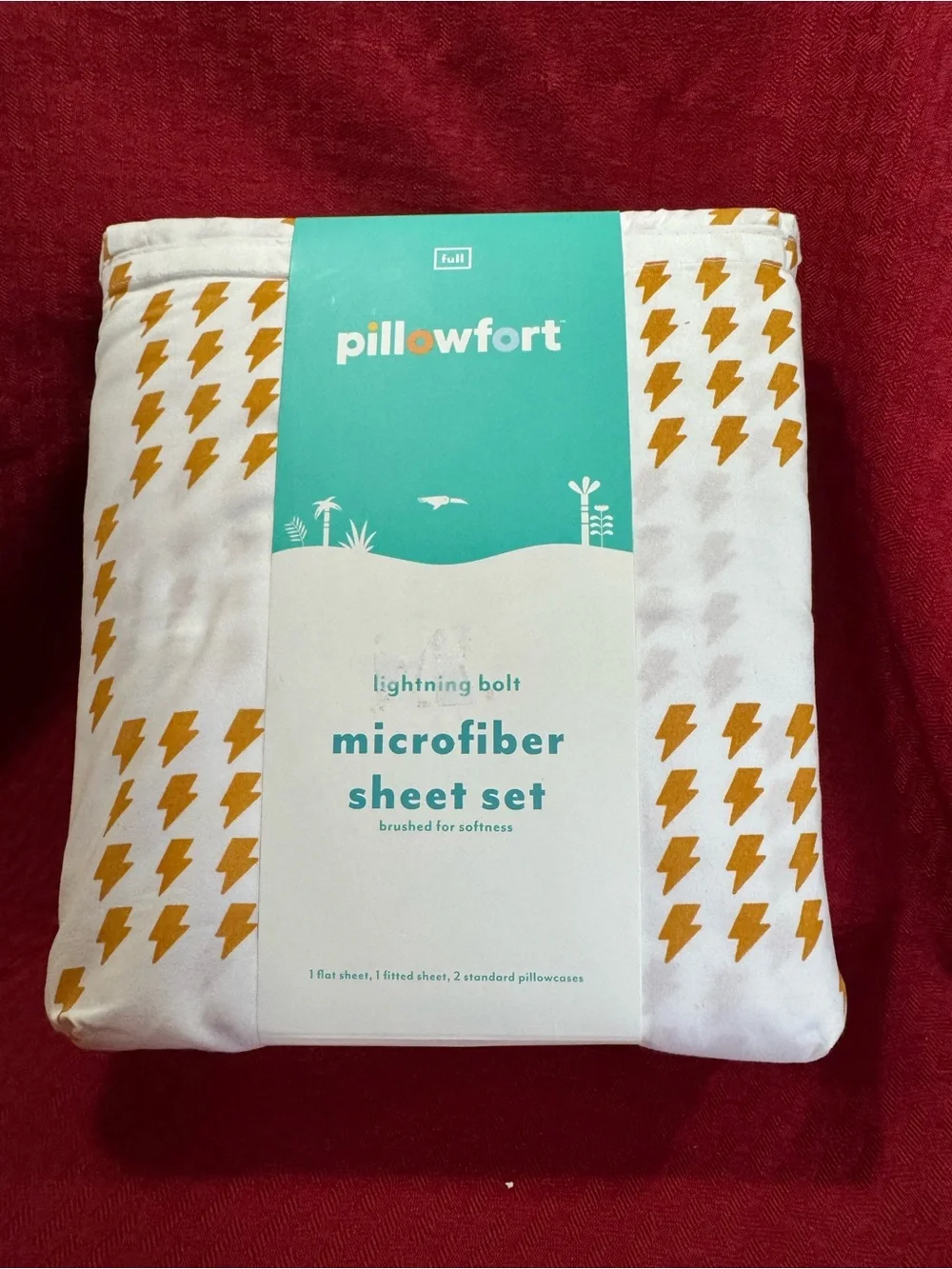 pillowfort Lightning Bolt Microfiber Sheet Set - Gold/White